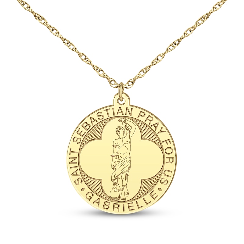 Main Image 7 of Saint & Name Medallion Necklace 10K Yellow Gold 18"