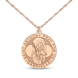 Saint & Name Medallion Necklace 14K Rose Gold 18"