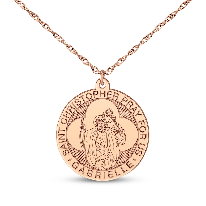 Main Image 3 of Saint & Name Medallion Necklace 14K Rose Gold 18"