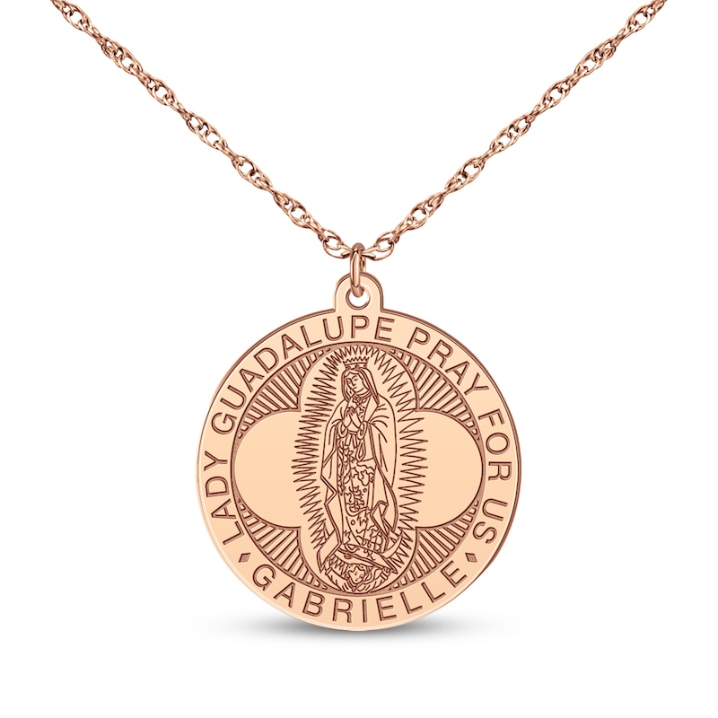 Main Image 5 of Saint & Name Medallion Necklace 14K Rose Gold 18"