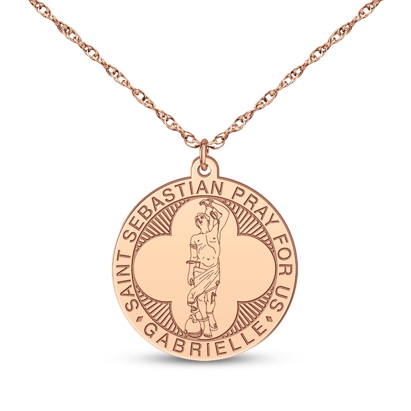 Main Image 7 of Saint & Name Medallion Necklace 14K Rose Gold 18"