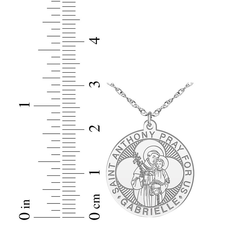 Main Image 10 of Saint & Name Medallion Necklace 14K White Gold 18"