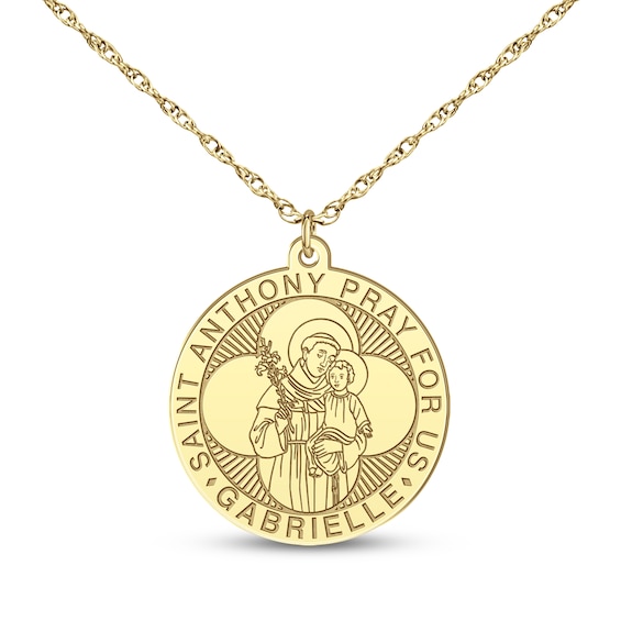 Saint & Name Medallion Necklace 14K Yellow Gold 18"