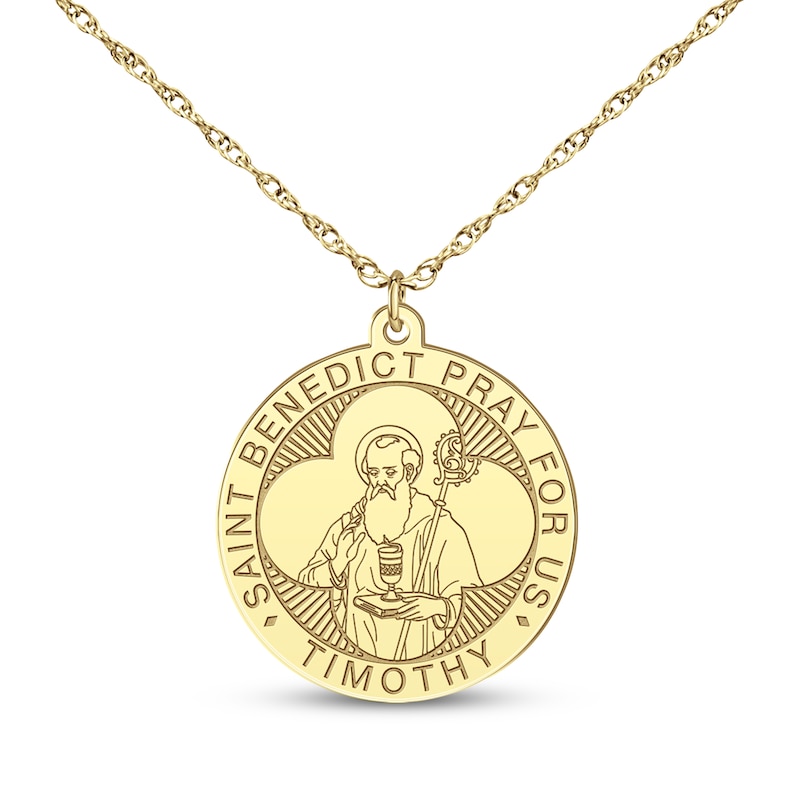 Main Image 2 of Saint & Name Medallion Necklace 14K Yellow Gold 18"