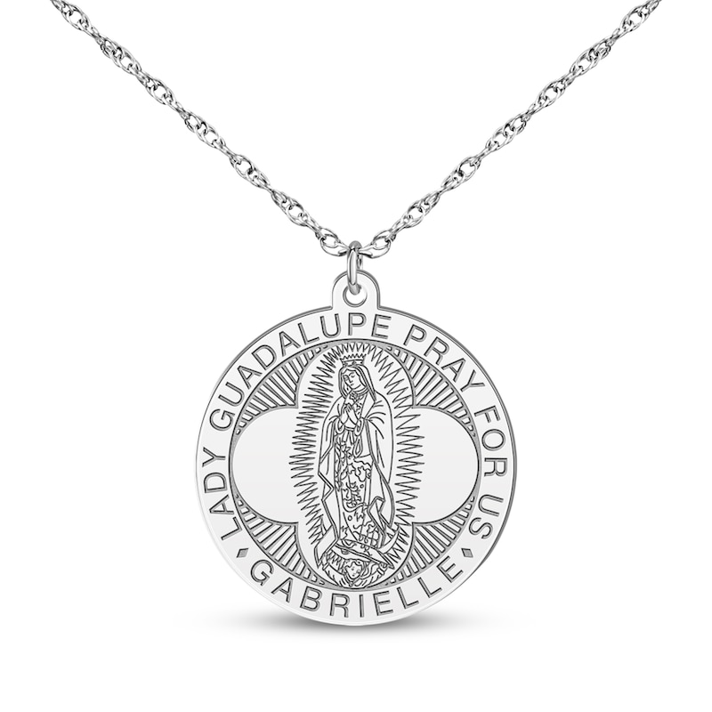 Main Image 5 of Saint & Name Medallion Necklace Sterling Silver 18"