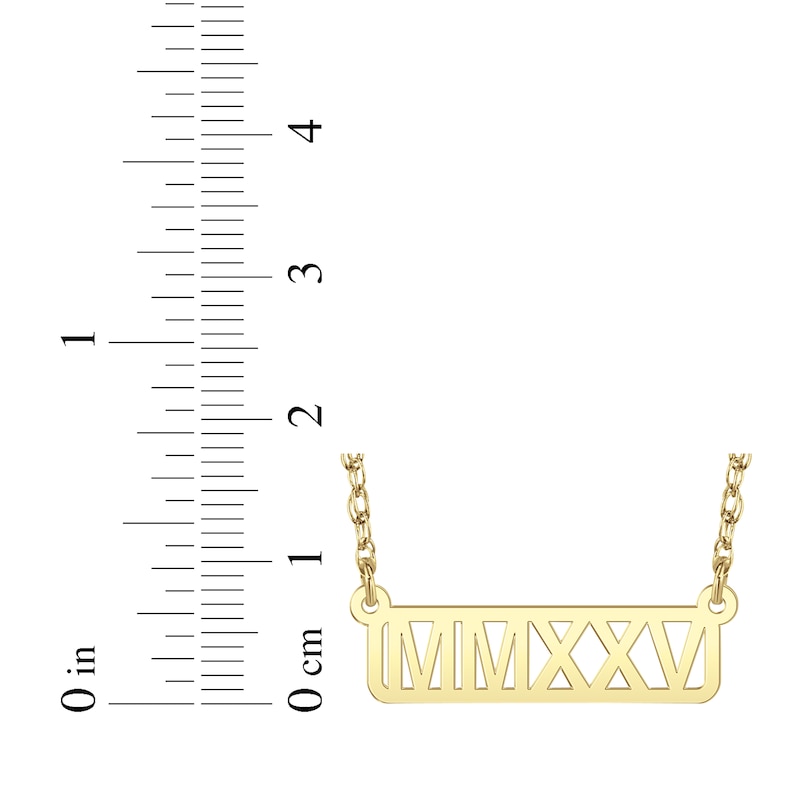 Main Image 4 of Cutout Roman Numeral Year Bar Necklace 10K Yellow Gold 18"