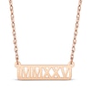 Thumbnail Image 1 of Cutout Roman Numeral Year Bar Necklace 14K Rose Gold 18"