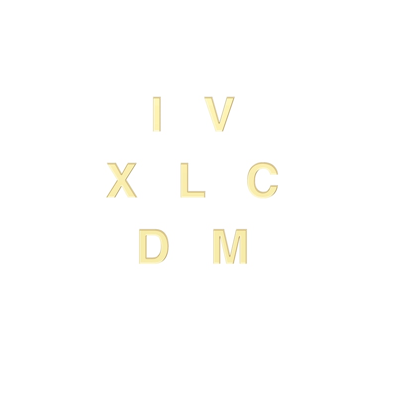 Main Image 3 of Cutout Roman Numeral Year Bar Necklace 14K Yellow Gold 18"