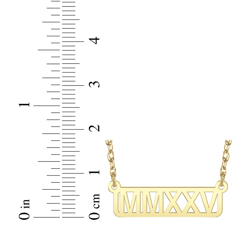 Main Image 4 of Cutout Roman Numeral Year Bar Necklace 14K Yellow Gold 18"