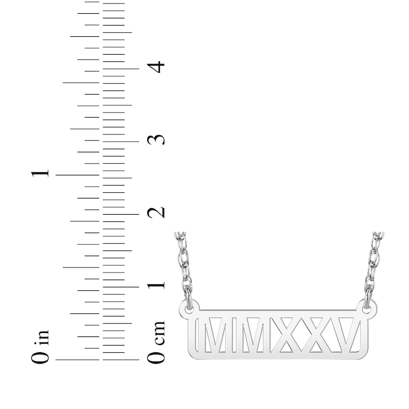 Main Image 4 of Cutout Roman Numeral Year Bar Necklace Sterling Silver 18"