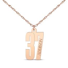 Sport Number & Name Necklace 14K Rose Gold 18"