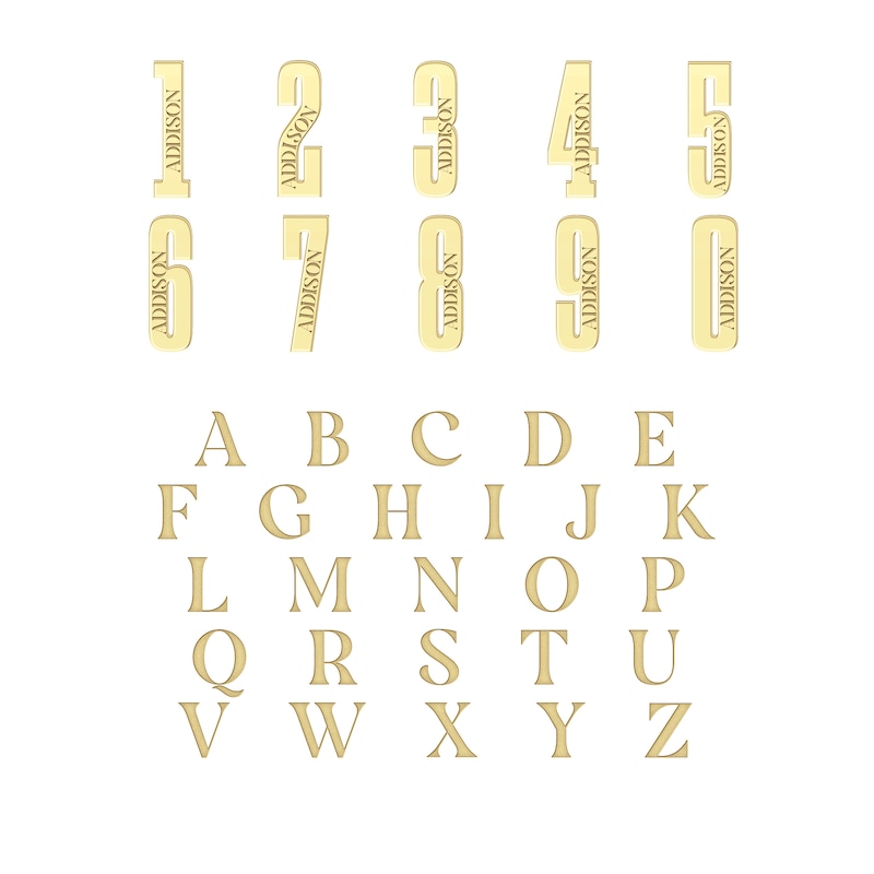 Main Image 3 of Sport Number & Name Necklace 14K Yellow Gold 18"