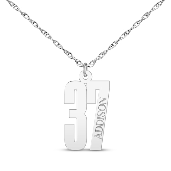 Sport Number & Name Necklace Sterling Silver 18"
