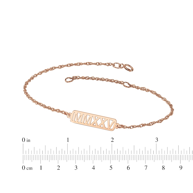Main Image 4 of Roman Numeral Year Bracelet 14K Rose Gold 7.25"