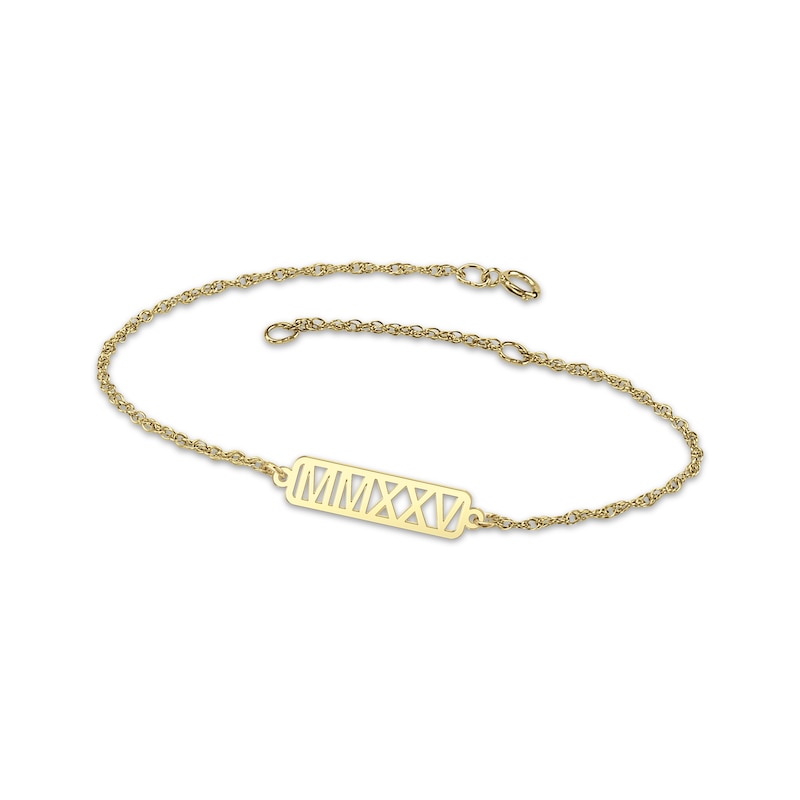 Main Image 1 of Roman Numeral Year Bracelet 14K Yellow Gold 7.25"