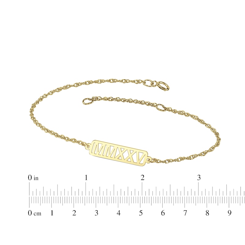 Main Image 4 of Roman Numeral Year Bracelet 14K Yellow Gold 7.25"
