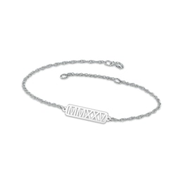 Roman Numeral Year Bracelet Sterling Silver 7.25"