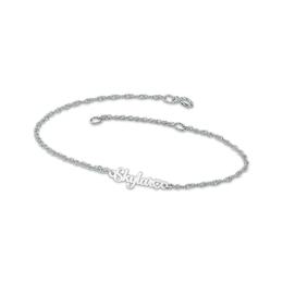 Diamond Accent Heart Name Bracelet 10K White Gold 7.5"
