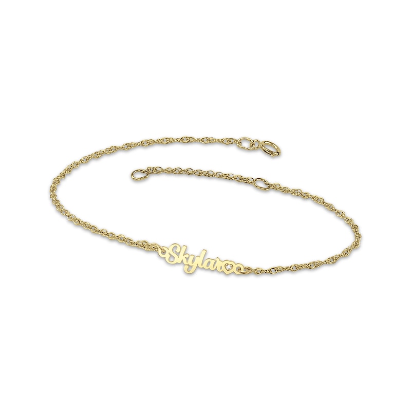 Main Image 1 of Diamond Accent Heart Name Bracelet 10K Yellow Gold 7.5"
