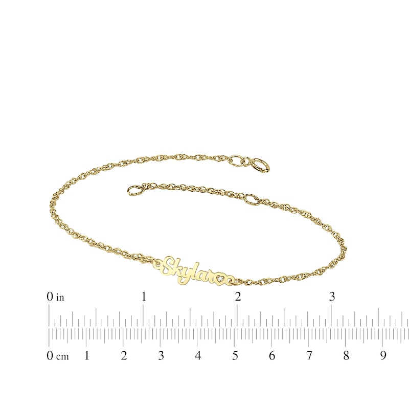 Main Image 4 of Diamond Accent Heart Name Bracelet 10K Yellow Gold 7.5"