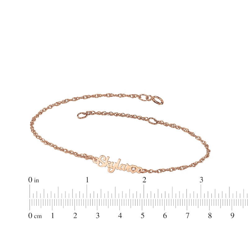 Main Image 4 of Diamond Accent Heart Name Bracelet 14K Rose Gold 7.5"