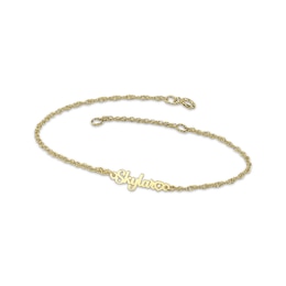 Diamond Accent Heart Name Bracelet 14K Yellow Gold 7.5"