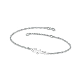 Diamond Accent Heart Name Bracelet Sterling Silver 7.5"