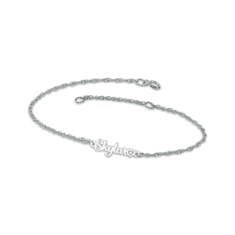 Main Image 1 of Diamond Accent Heart Name Bracelet Sterling Silver 7.5"