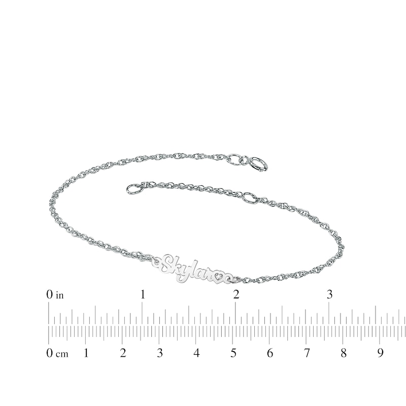 Main Image 4 of Diamond Accent Heart Name Bracelet Sterling Silver 7.5"