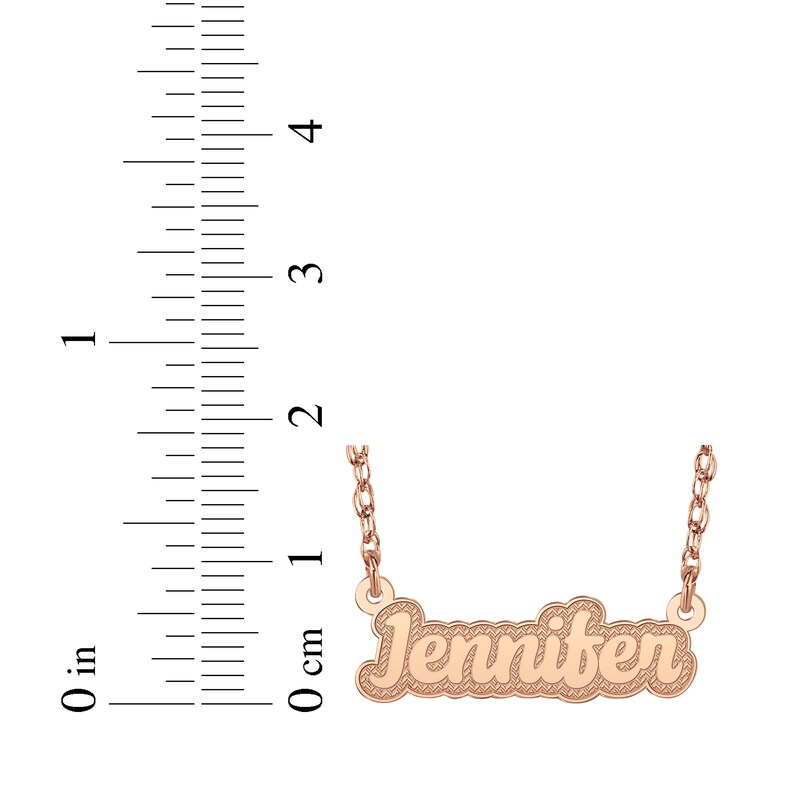 Main Image 4 of Textured Script Nameplate Necklace 14K Rose Gold 18"