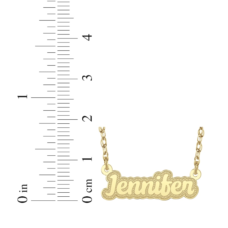 Main Image 4 of Textured Script Nameplate Necklace 14K Yellow Gold 18"