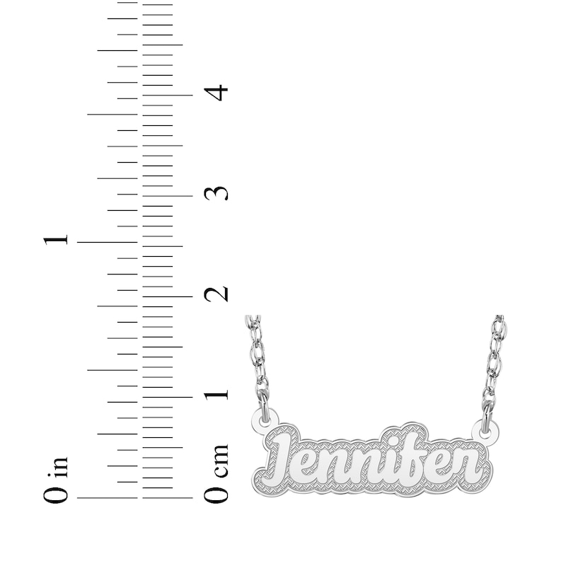 Main Image 4 of Textured Script Nameplate Necklace Sterling Silver 18"