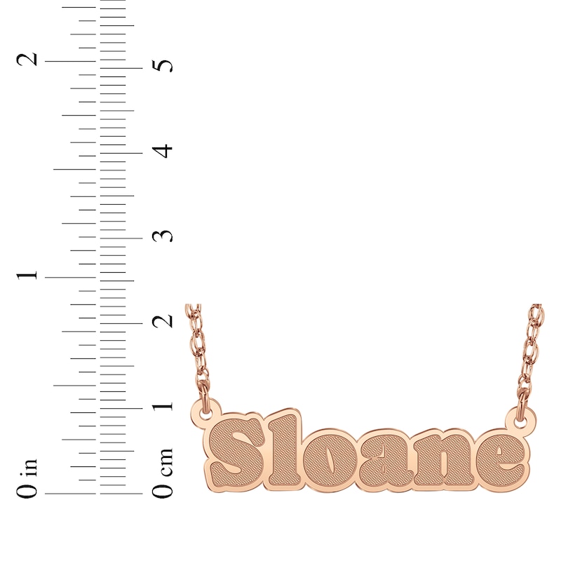 Main Image 4 of Textured Bold Nameplate Necklace 14K Rose Gold 18"