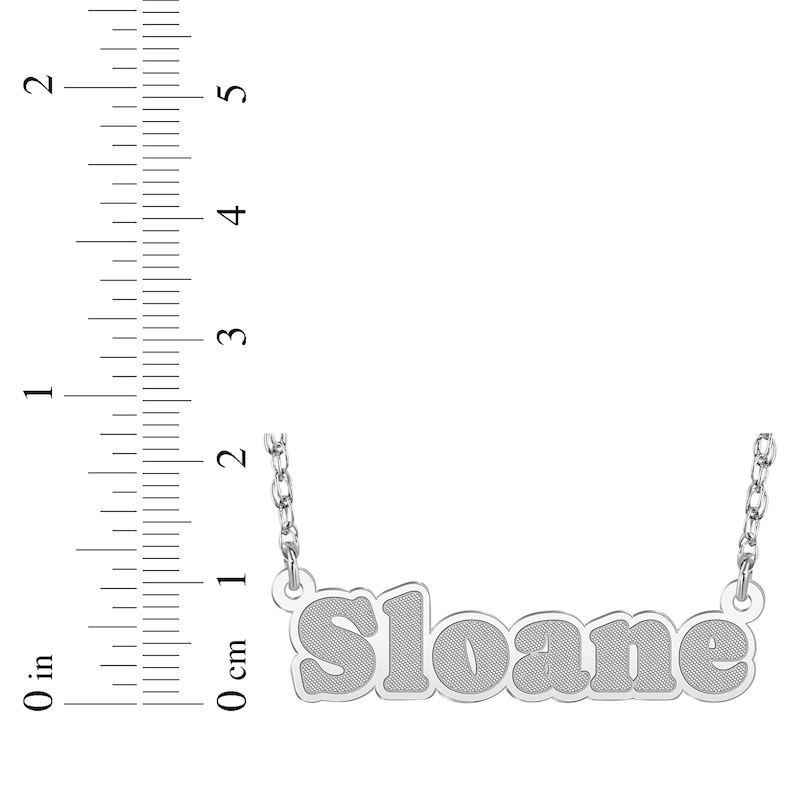 Main Image 4 of Textured Bold Nameplate Necklace 14K White Gold 18"