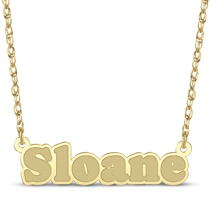 Main Image 1 of Textured Bold Nameplate Necklace 14K Yellow Gold 18"