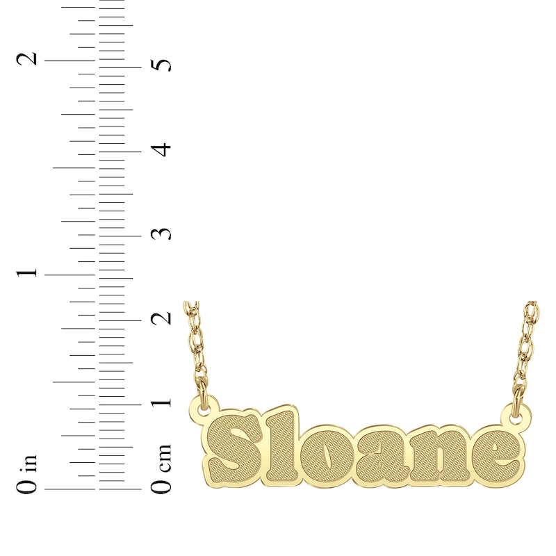 Main Image 4 of Textured Bold Nameplate Necklace 14K Yellow Gold 18"