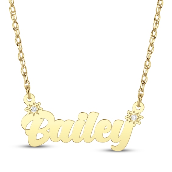 Diamond Accent Script Name Necklace 10K Yellow Gold 18"