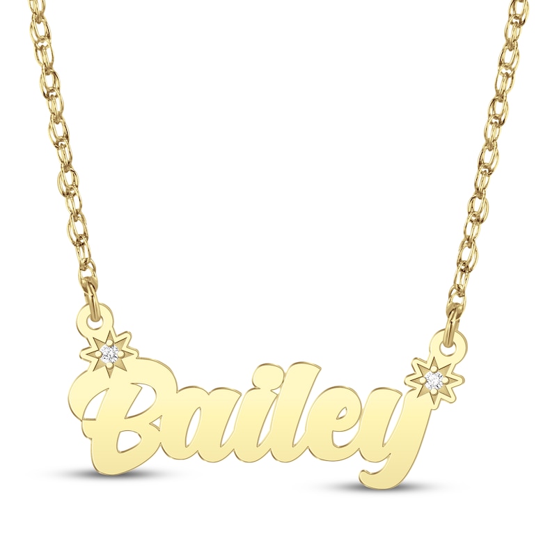 Main Image 1 of Diamond Accent Script Name Necklace 10K Yellow Gold 18"