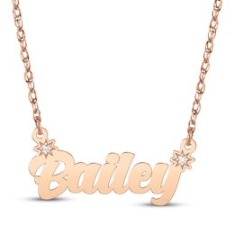 Diamond Accent Script Name Necklace 14K Rose Gold 18"