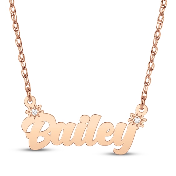 Diamond Accent Script Name Necklace 14K Rose Gold 18"