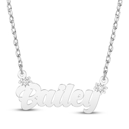 Diamond Accent Script Name Necklace Sterling Silver 18"