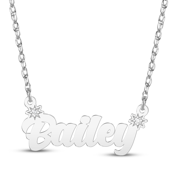 Diamond Accent Script Name Necklace Sterling Silver 18"