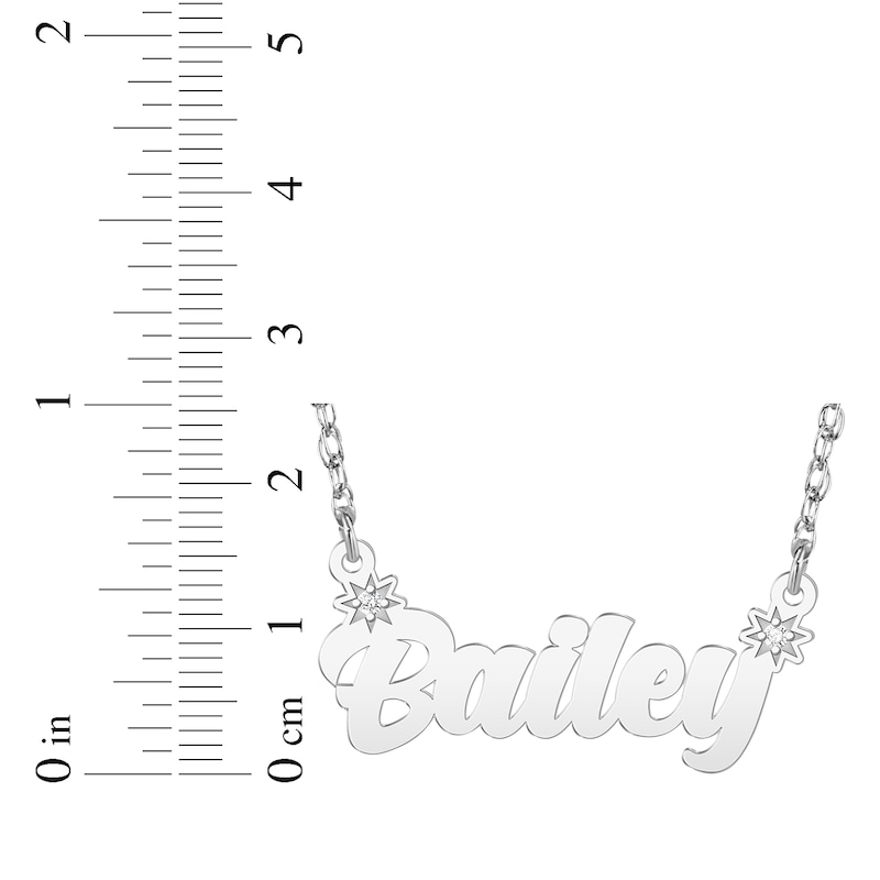 Main Image 4 of Diamond Accent Script Name Necklace Sterling Silver 18"