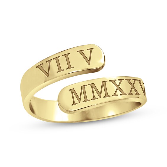 Roman Numeral Date Wrap Ring 10K Yellow Gold