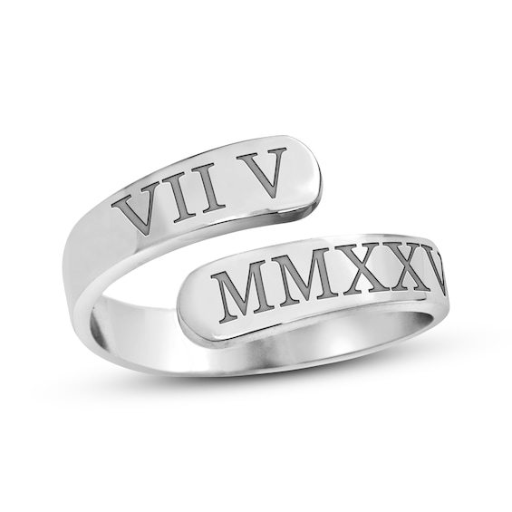 Roman Numeral Date Wrap Ring Sterling Silver