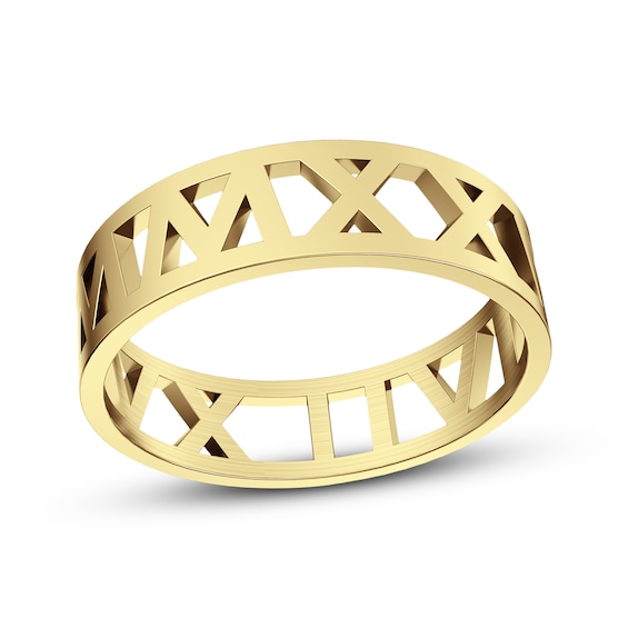 Roman Numeral Date Ring 10K Yellow Gold