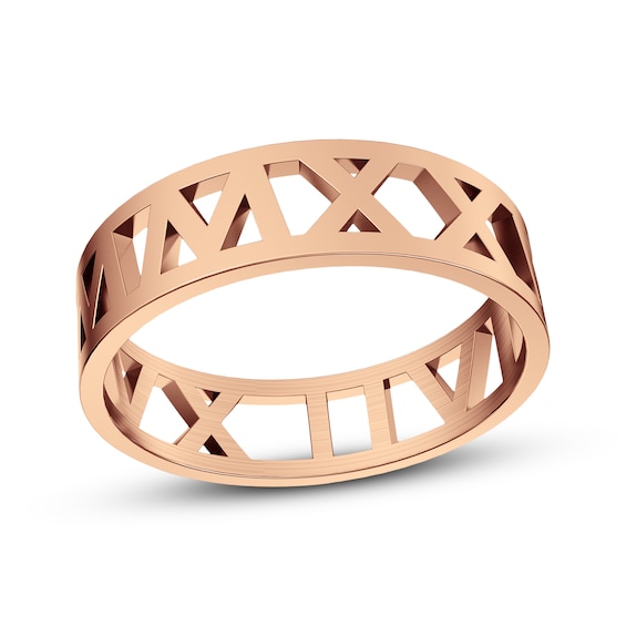 Roman Numeral Date Ring 14K Rose Gold