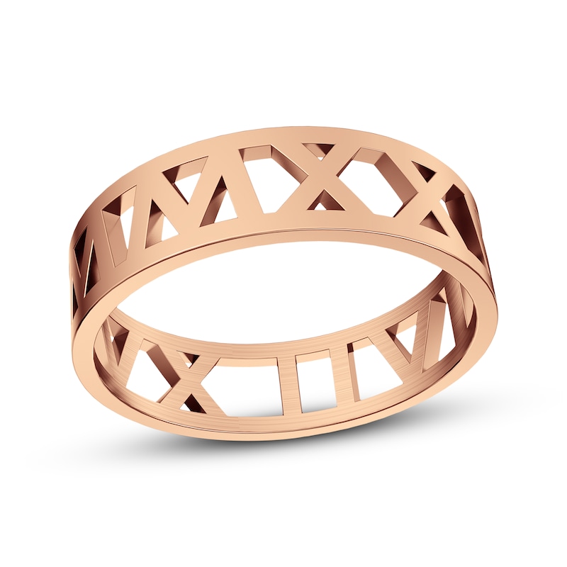 Main Image 1 of Roman Numeral Date Ring 14K Rose Gold