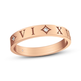 Diamond Accent Roman Numeral Date Ring 14K Rose Gold