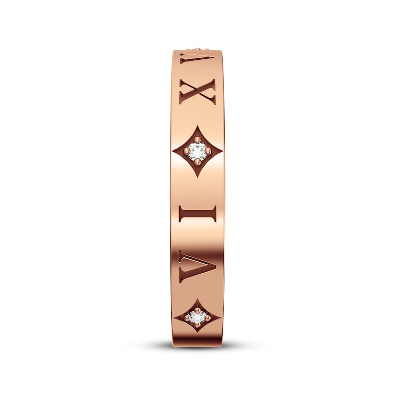 Main Image 2 of Diamond Accent Roman Numeral Date Ring 14K Rose Gold